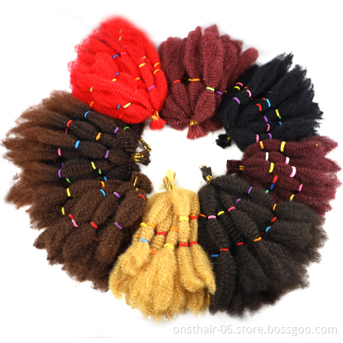 Onst Soft Big Afro Kinky Curly Marley Twist Braiding Crochet Braids Hair Braid Hair Synthetic Extension Bulk For Wick 12"  250g